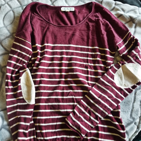 Striped Sweater Maroon + Cream - Picture 2 of 3